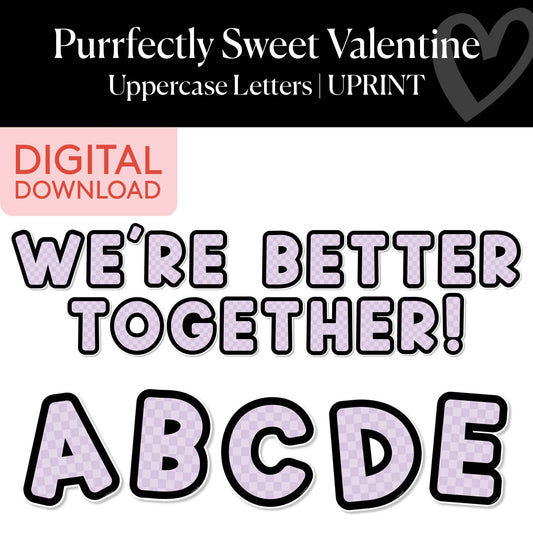 Printable Valentines Uppercase Letters | Purrfectly Sweet Valentine