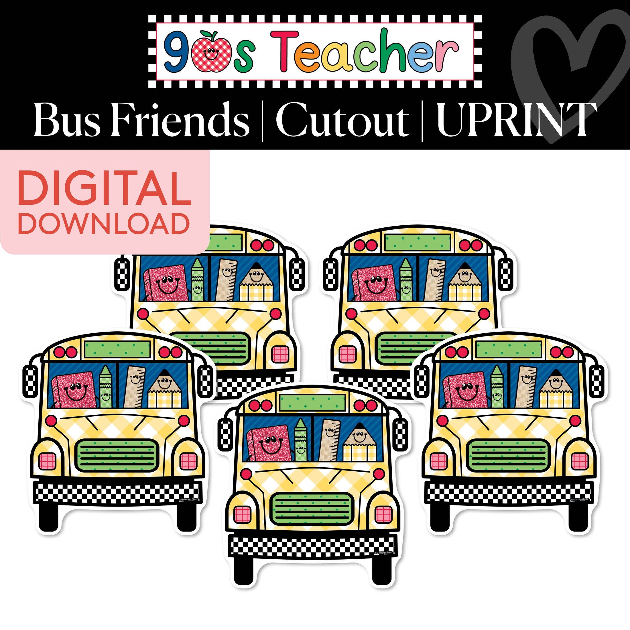 Printable Retro Bus Friends Cutouts | 90s Teacher