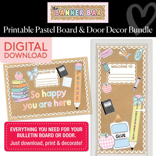 Printable Pastel Board & Door Decor Bundle | Banner Bar
