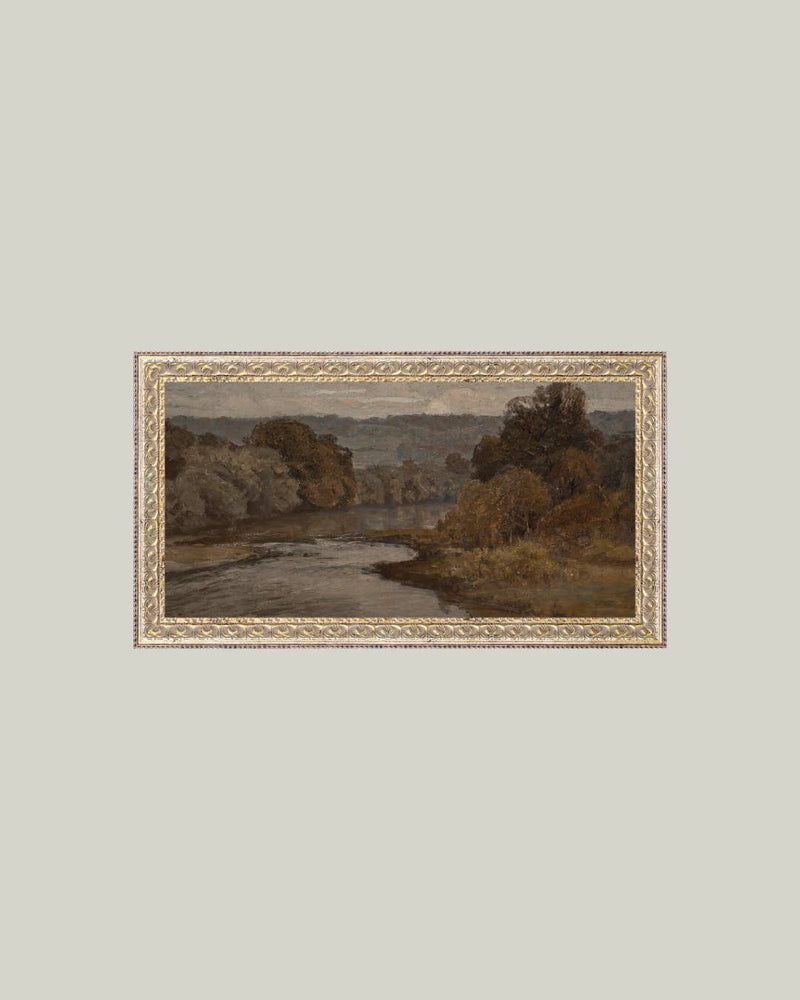 Autumn River Framed Antique Art