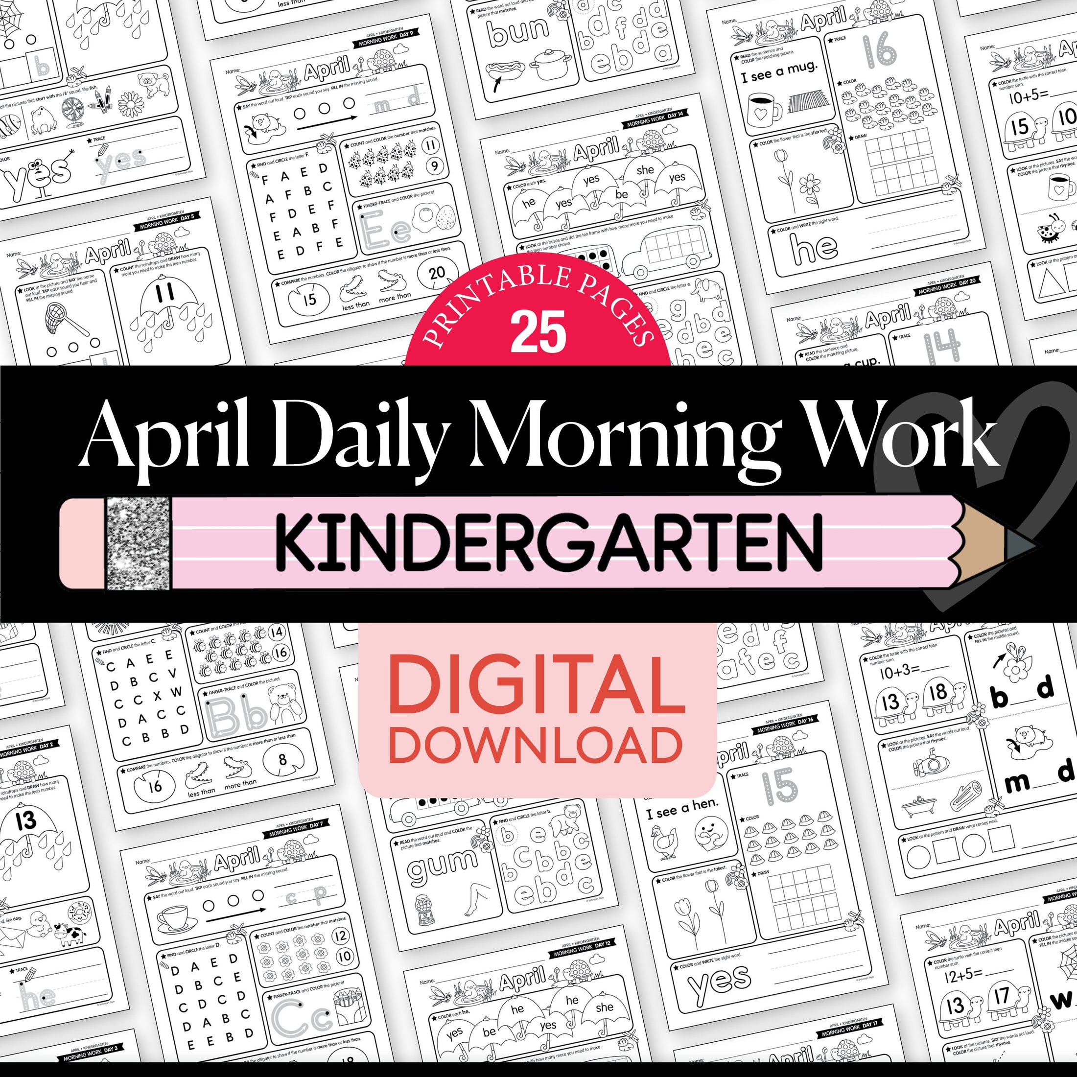 Printable Kindergarten April Daily Morning Work