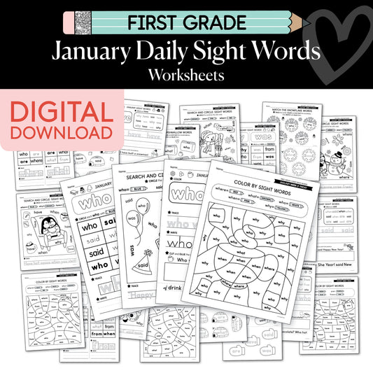 Printable First Grade January Daily Sight Words