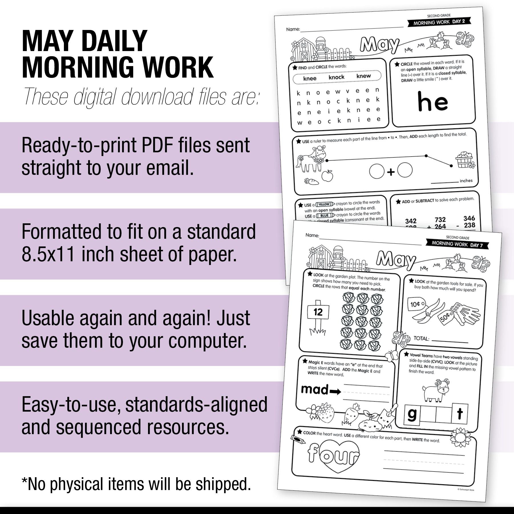 Printable Second Grade May Daily Morning Work