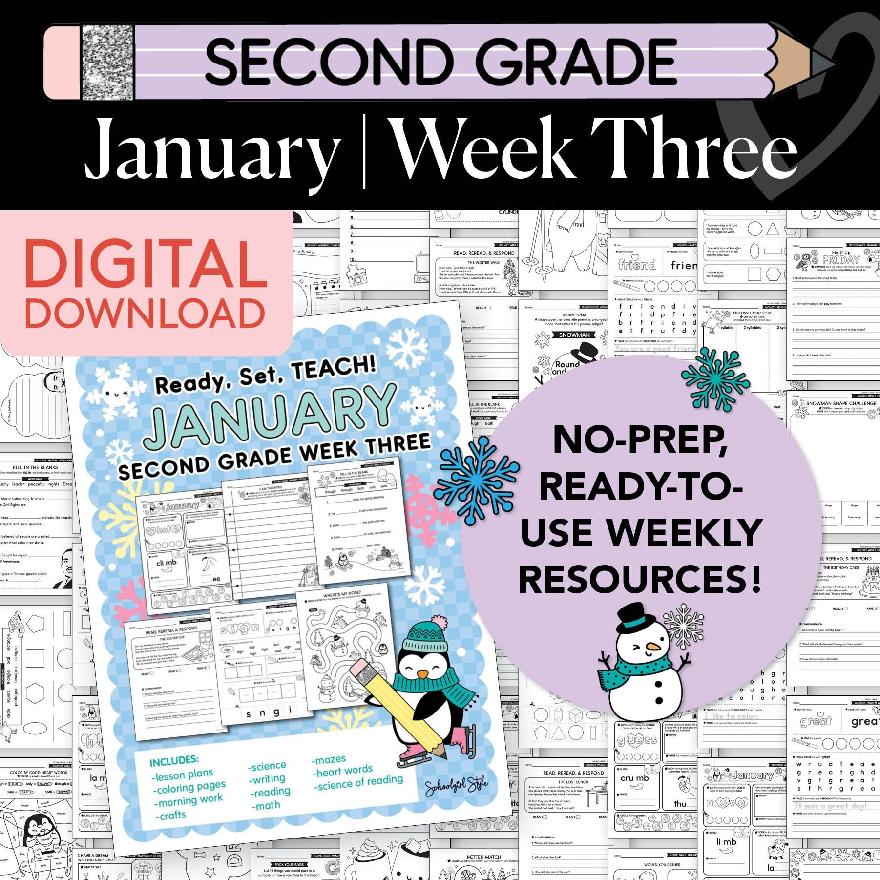 Printable Second Grade January Week 3 Resources