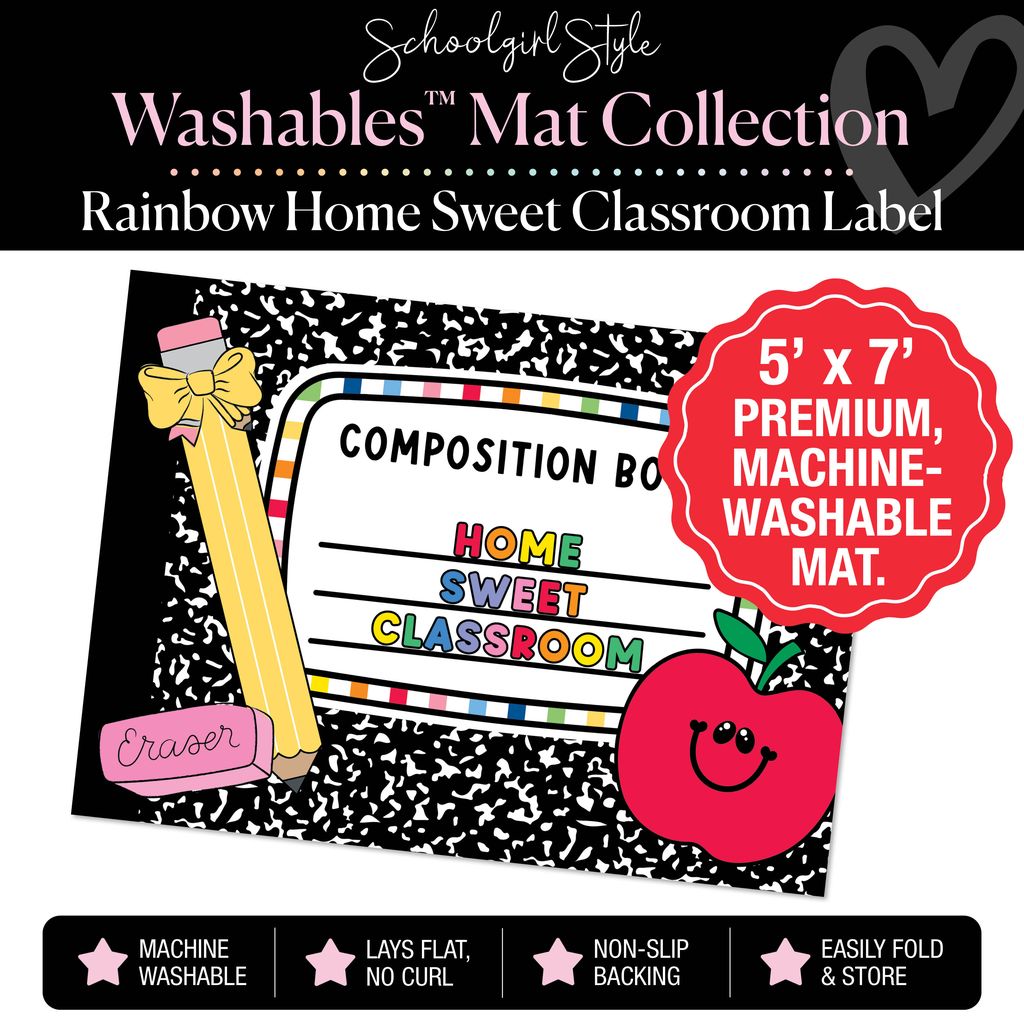 Rainbow Home Sweet Classroom Composition Notebook Label Classroom Mat by Schoolgirl Style