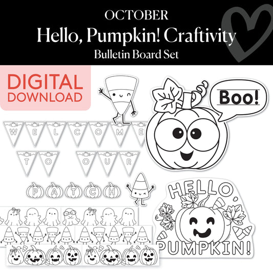Printable October Hello Pumpkin Craftivity Bulletin Board Set