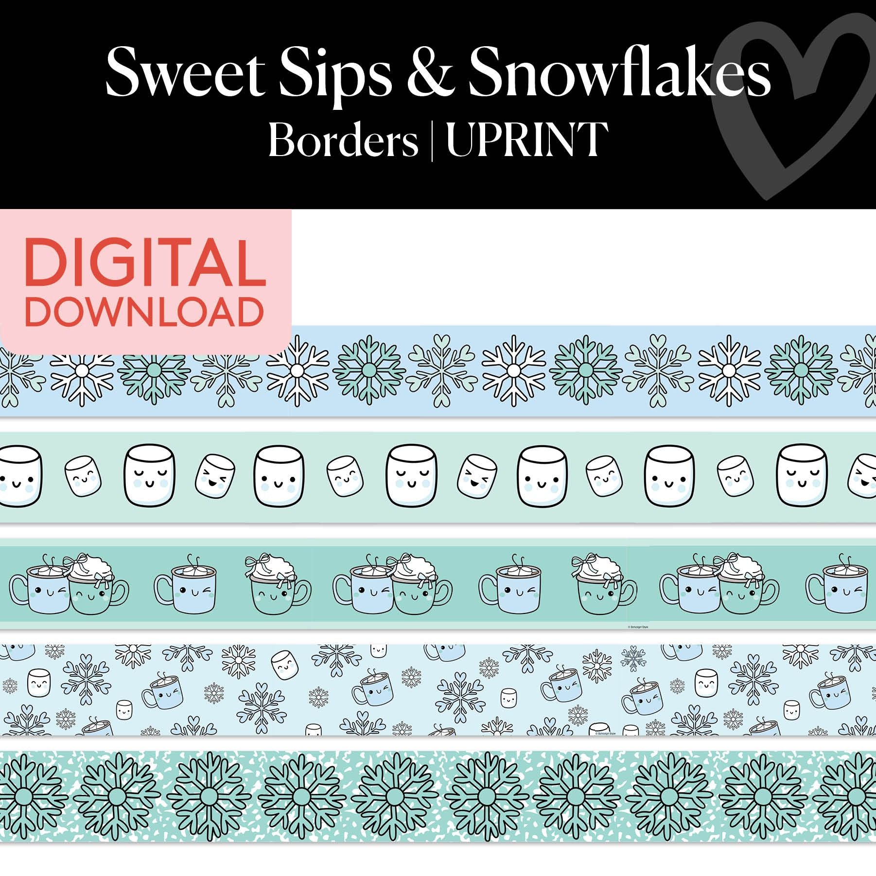 Printable Winter Borders | Sweet Sips and Snowflakes