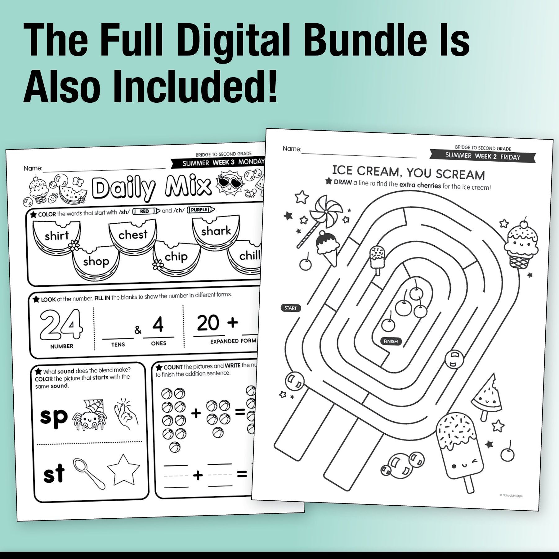 Ultimate Bridge To Second Grade Pre-Printed And Digital Summer Workbook