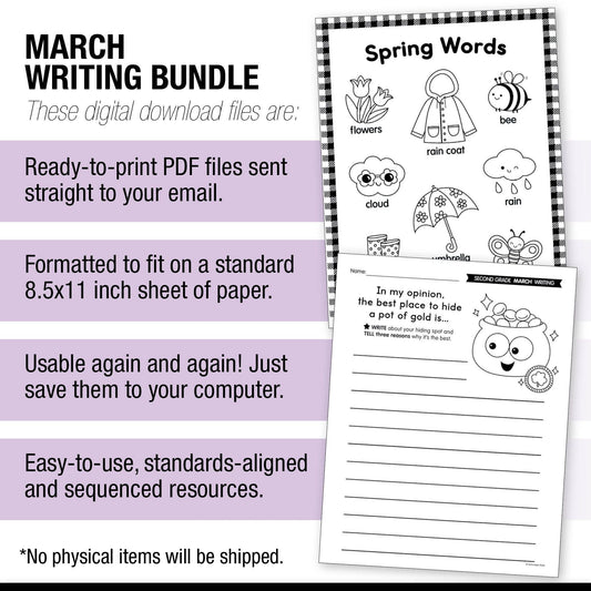 Printable Second Grade March Writing Bundle