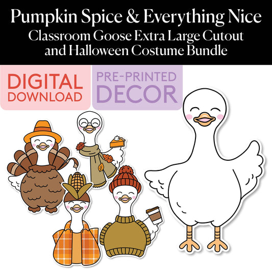 Classroom Goose Extra Large Cutout and Thanksgiving Costume Bundle | Gertie the Goose