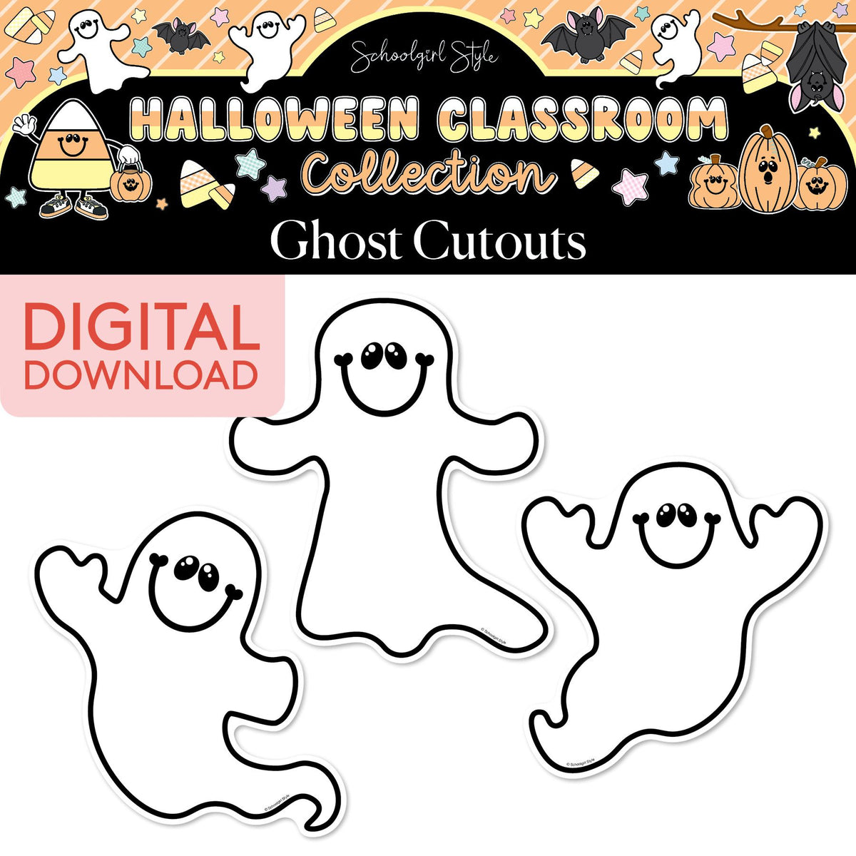 Printable Pastel Halloween Ghost Cutouts