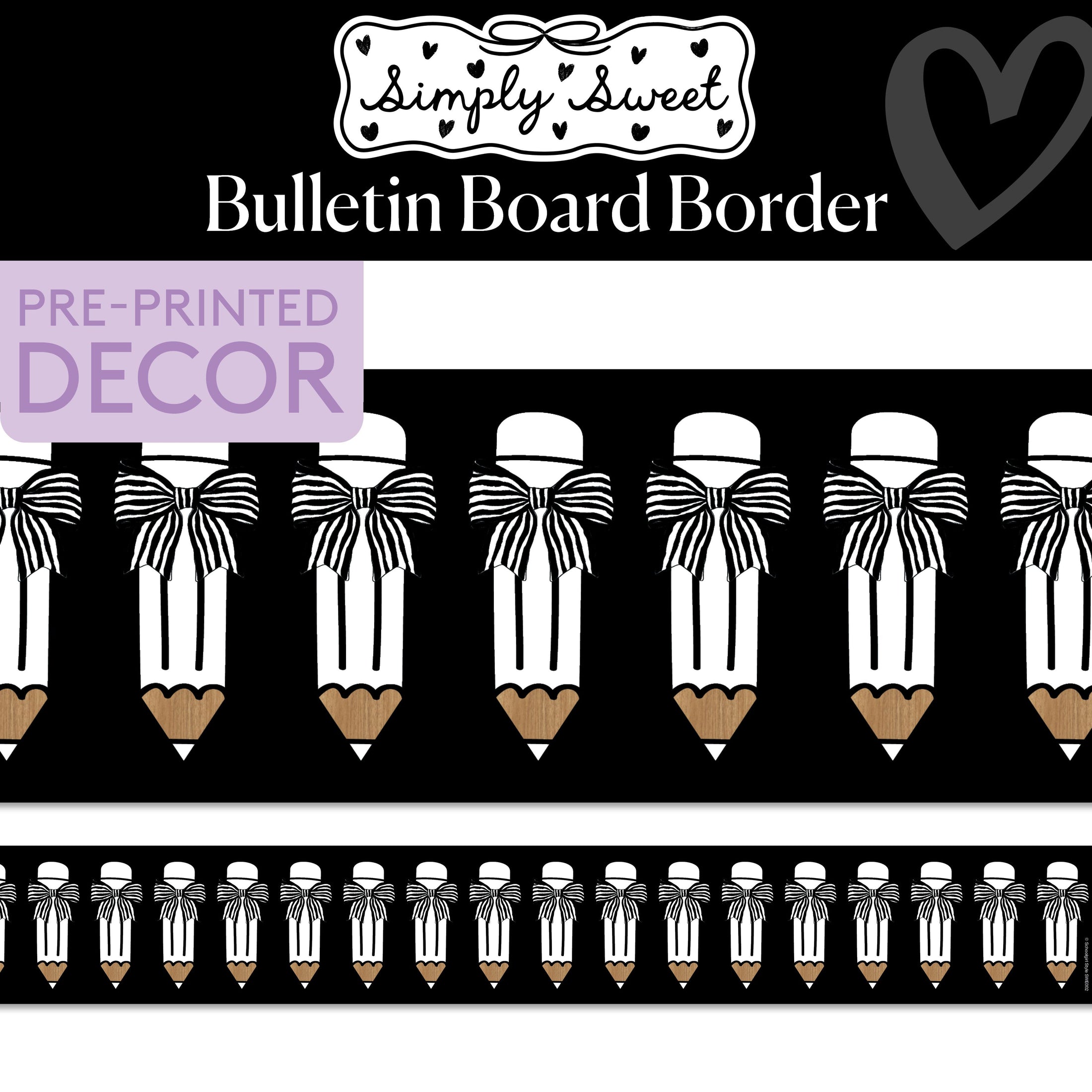 Pretty Pencils Classic Black and White Bulletin Board Border | Simply Sweet
