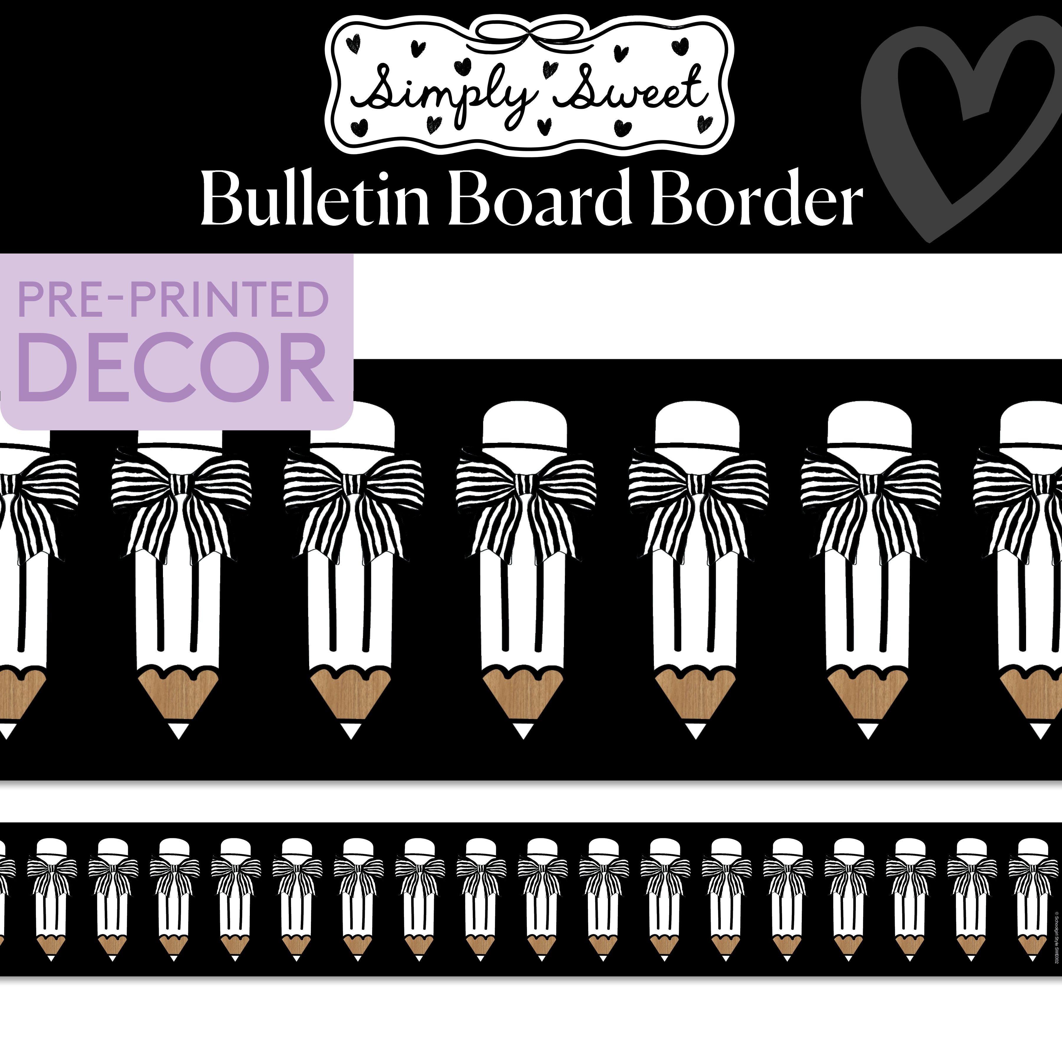 Pretty Pencils Classic Black and White Bulletin Board Border | Simply Sweet