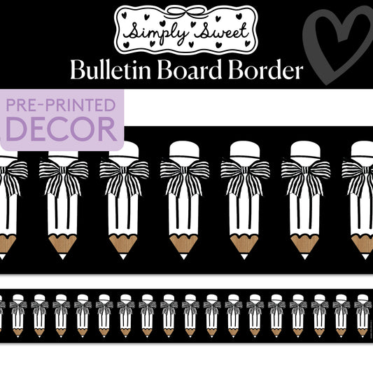 Pretty Pencils Classic Black and White Bulletin Board Border | Simply Sweet