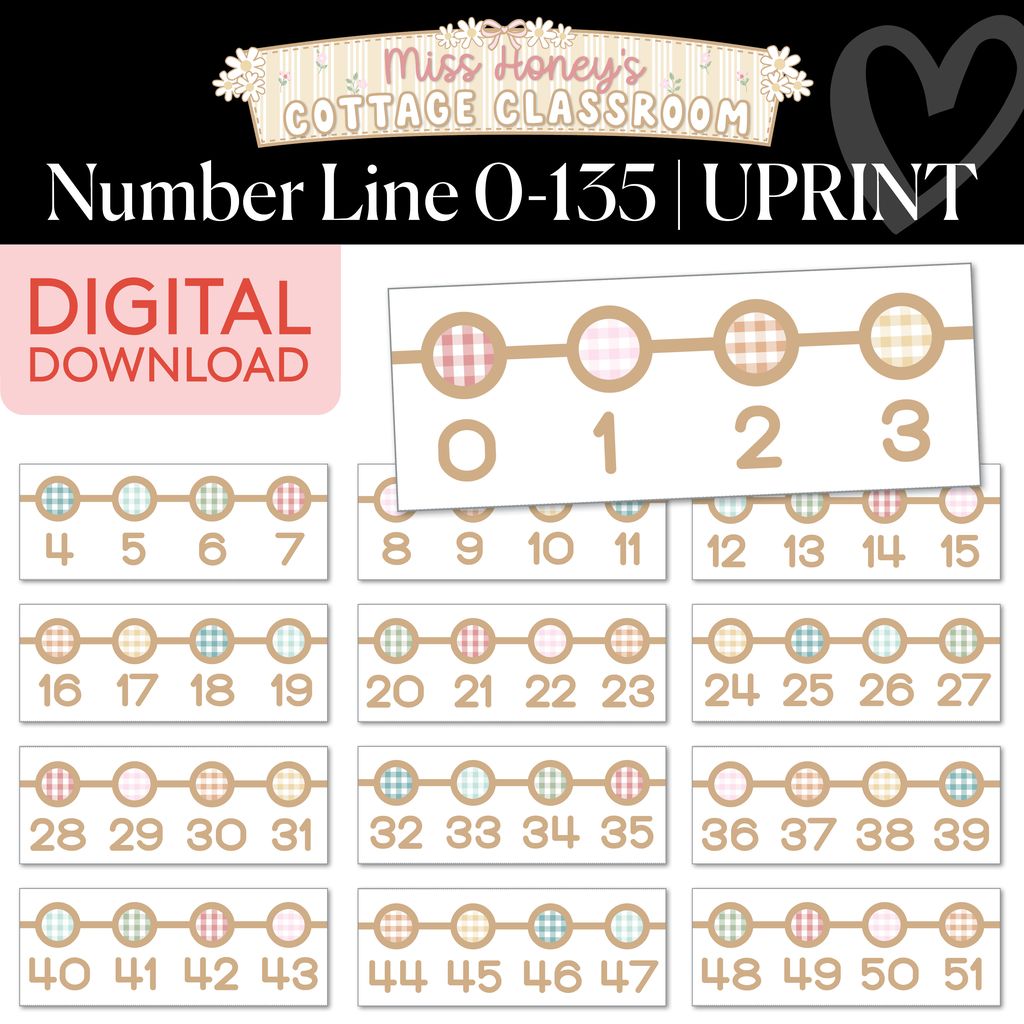 Printable Calming Number Line 0-135 | Miss Honey's Cottage Classroom