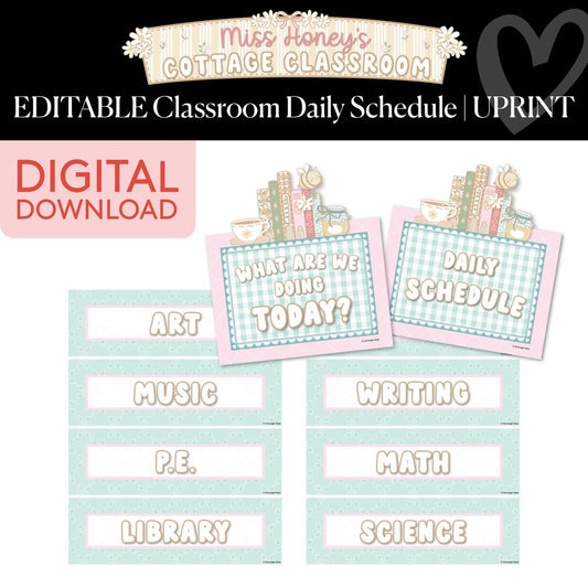 Printable Calming Editable Classroom Daily Schedule | Miss Honey's Cottage Classroom