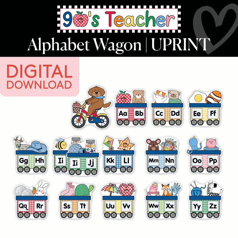 Printable Retro Alphabet Wagon | 90s Teacher