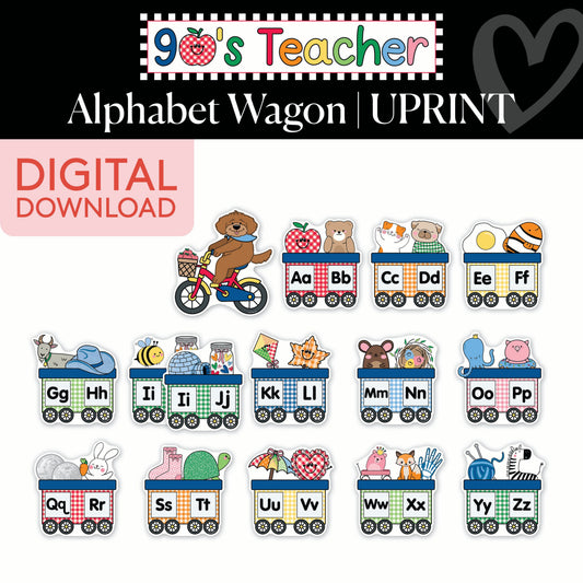 Printable Retro Alphabet Wagon | 90s Teacher