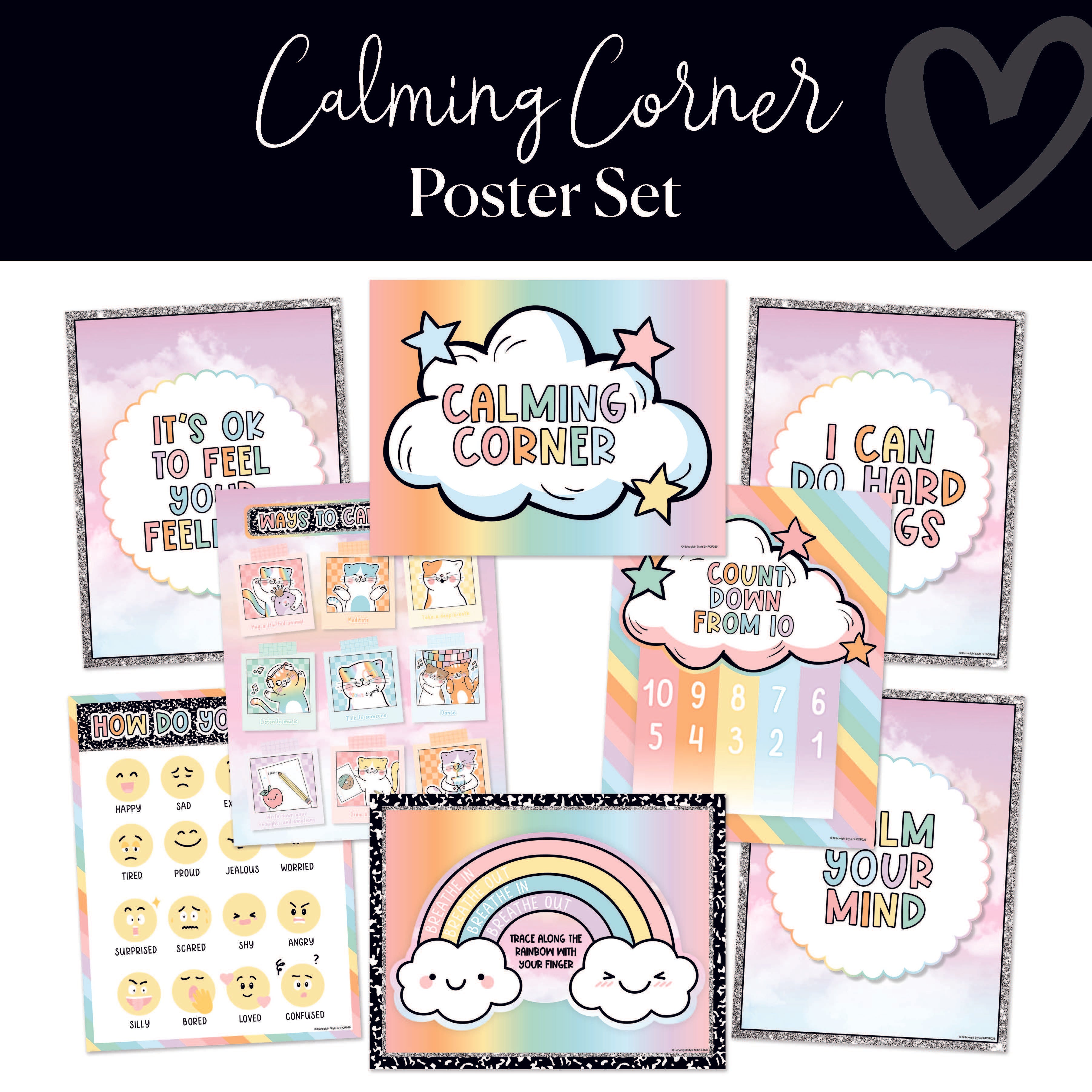 Calming Corner | Classroom Posters | Shimmer Pop | Schoolgirl Style