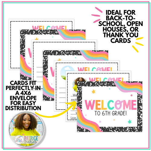 Bright Editable Back to School Postcards