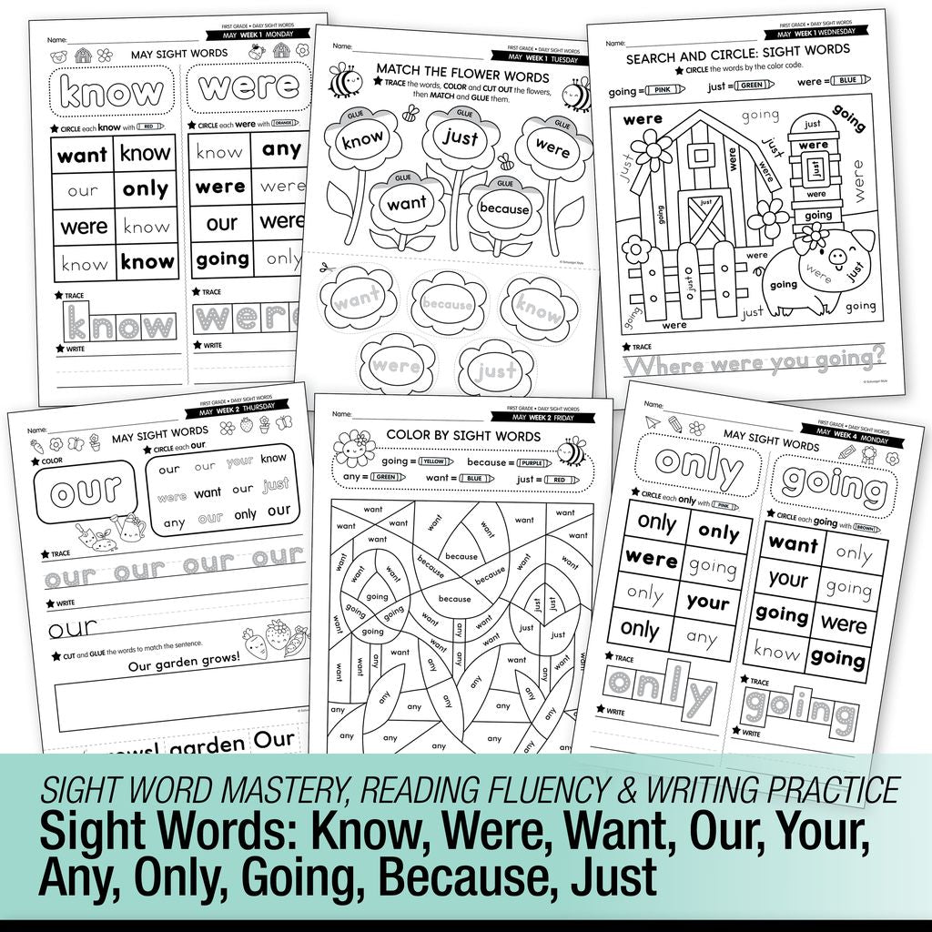 Printable First Grade May Daily Sight Words