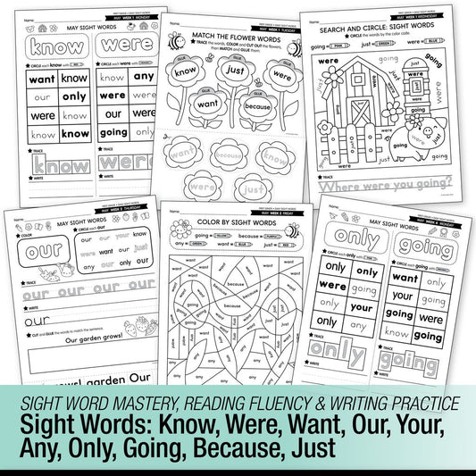 Printable First Grade May Daily Sight Words
