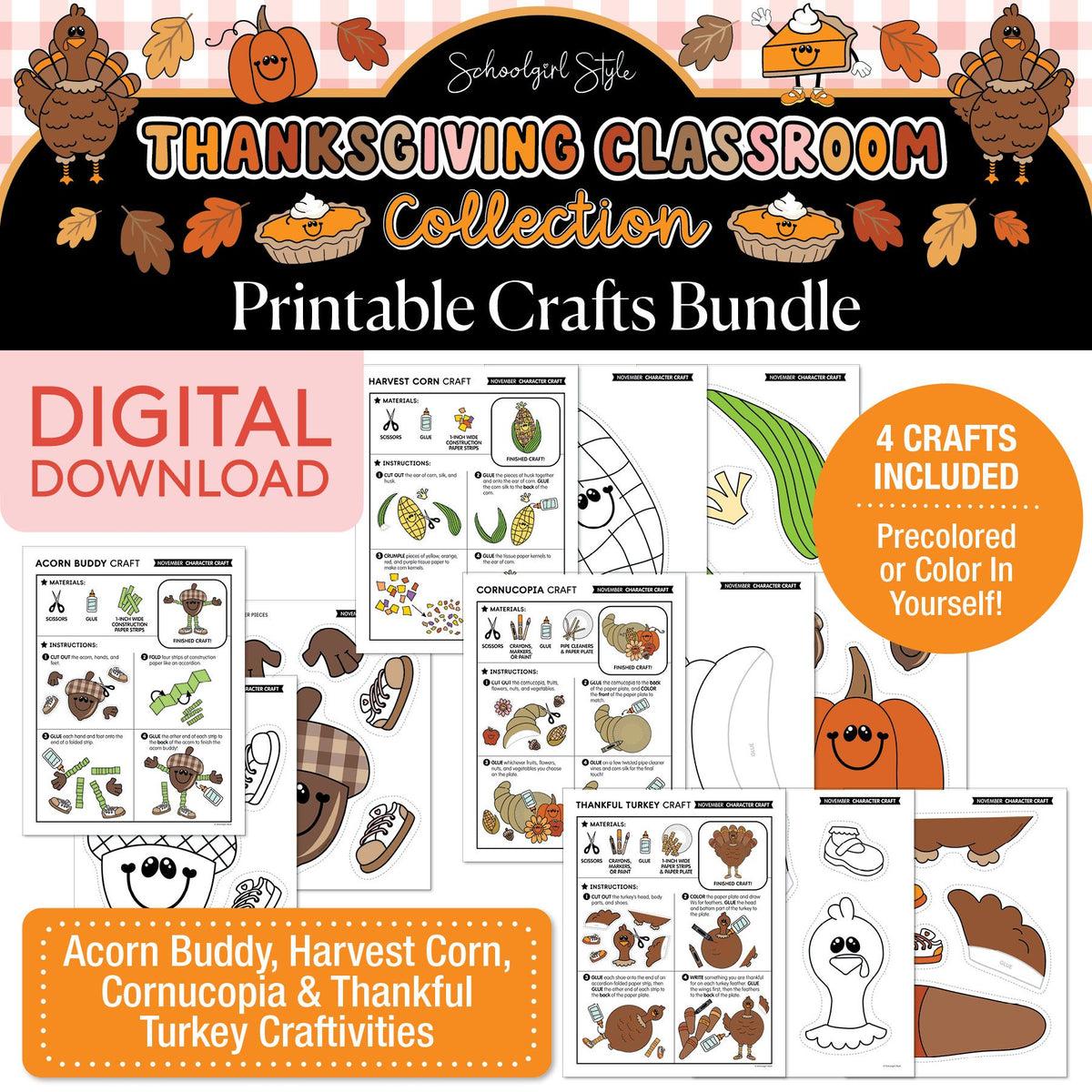 Printable 90s Thanksgiving Craft Bundle