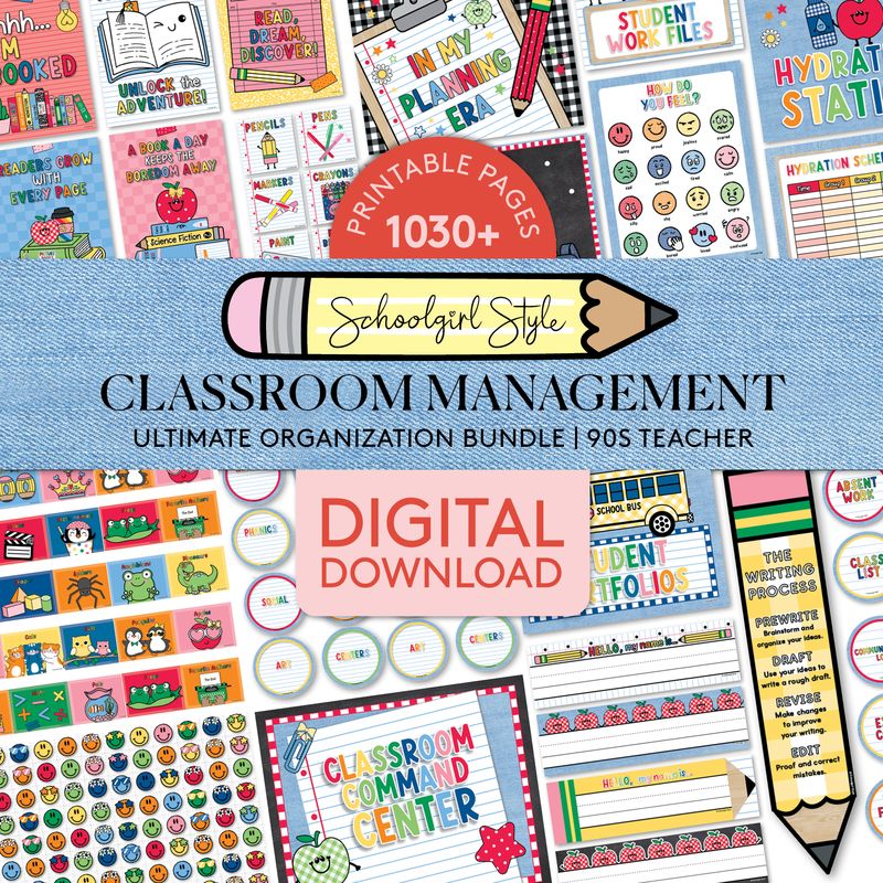 Printable Ultimate Classroom Management and Organization Bundle | 90s Teacher