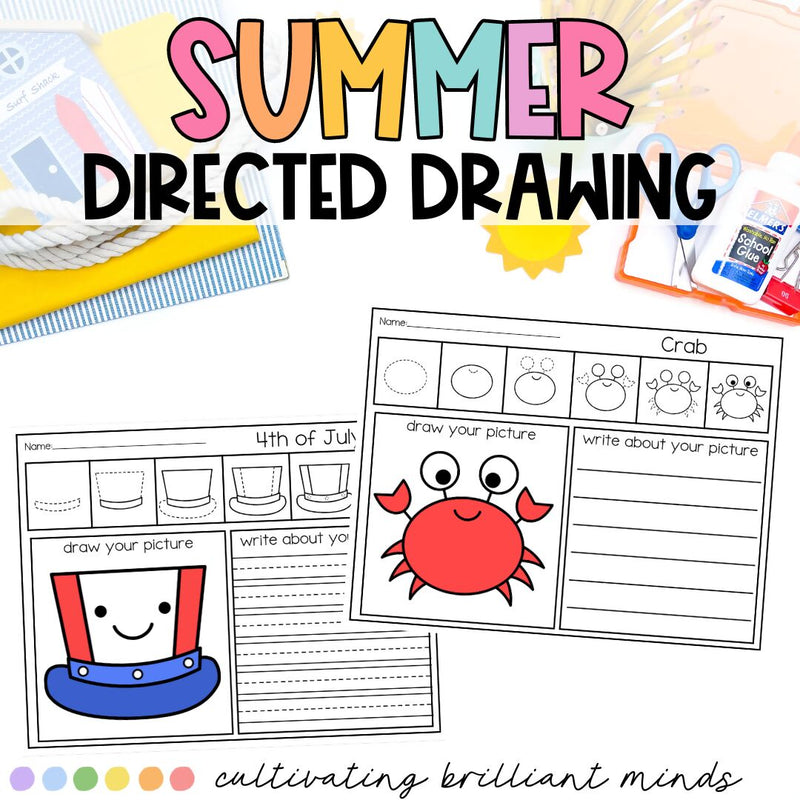 Summer Directed Drawing & Writing | Directed Drawing Activities | Writing Pages