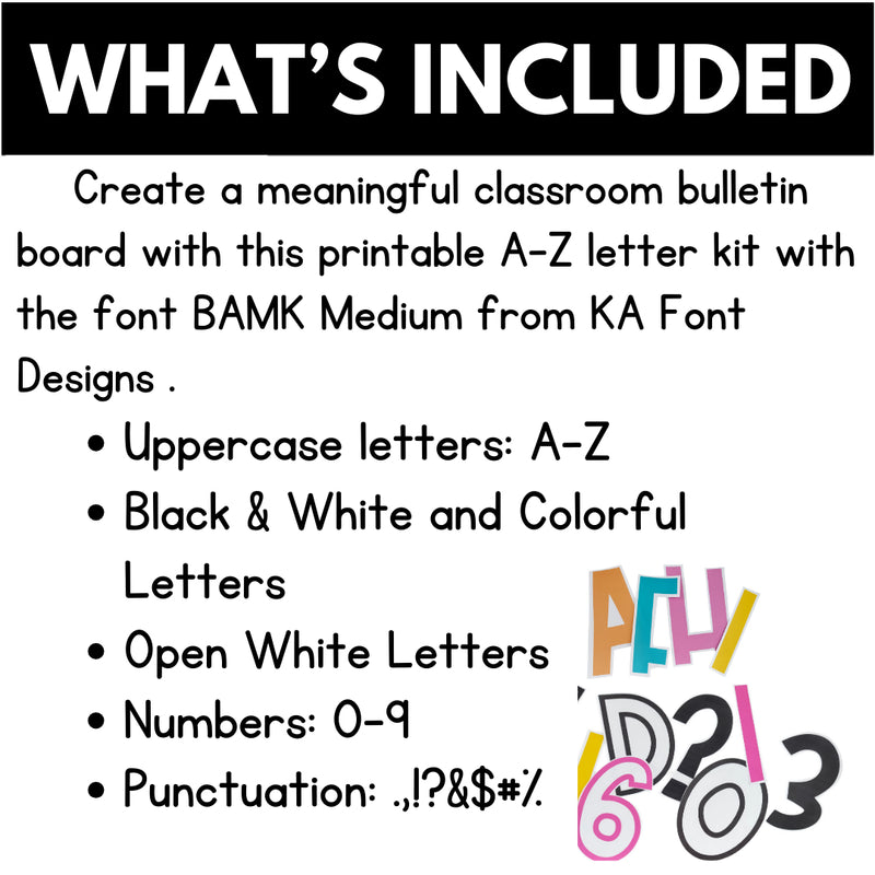Bright Bulletin Board Letter Kit with KA Font BAMF
