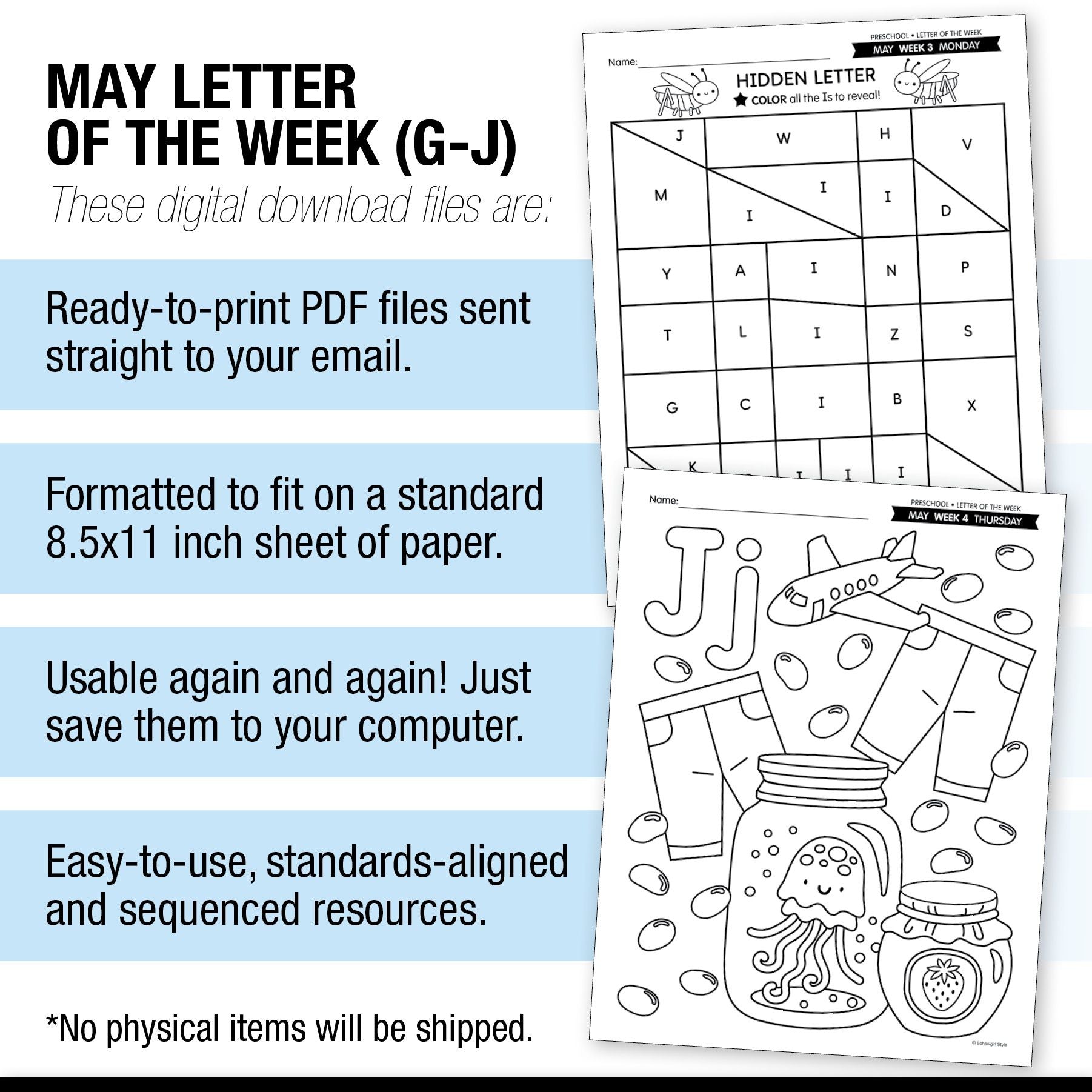 Printable Preschool May Letter Of The Week (G-H)