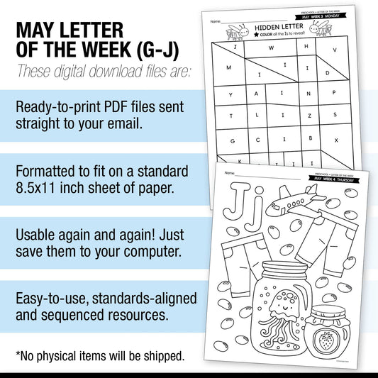 Printable Preschool May Letter Of The Week (G-H)
