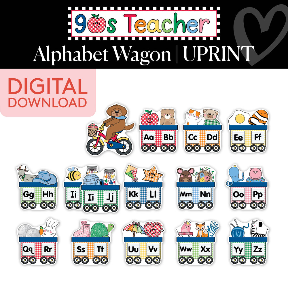 Printable Retro Alphabet Wagon | 90s Teacher