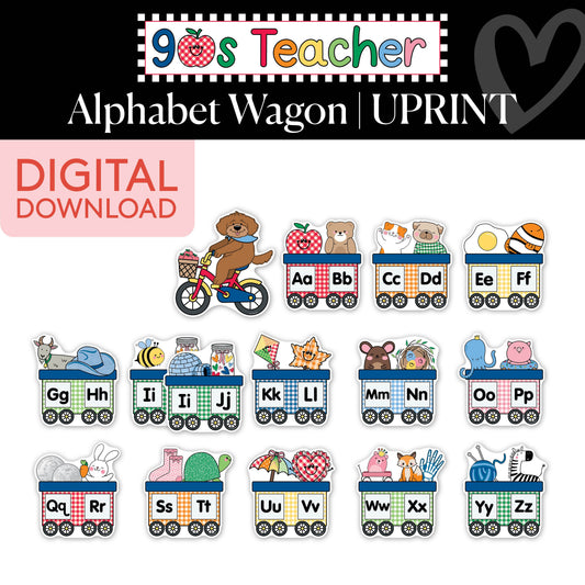 Printable Retro Alphabet Wagon | 90s Teacher