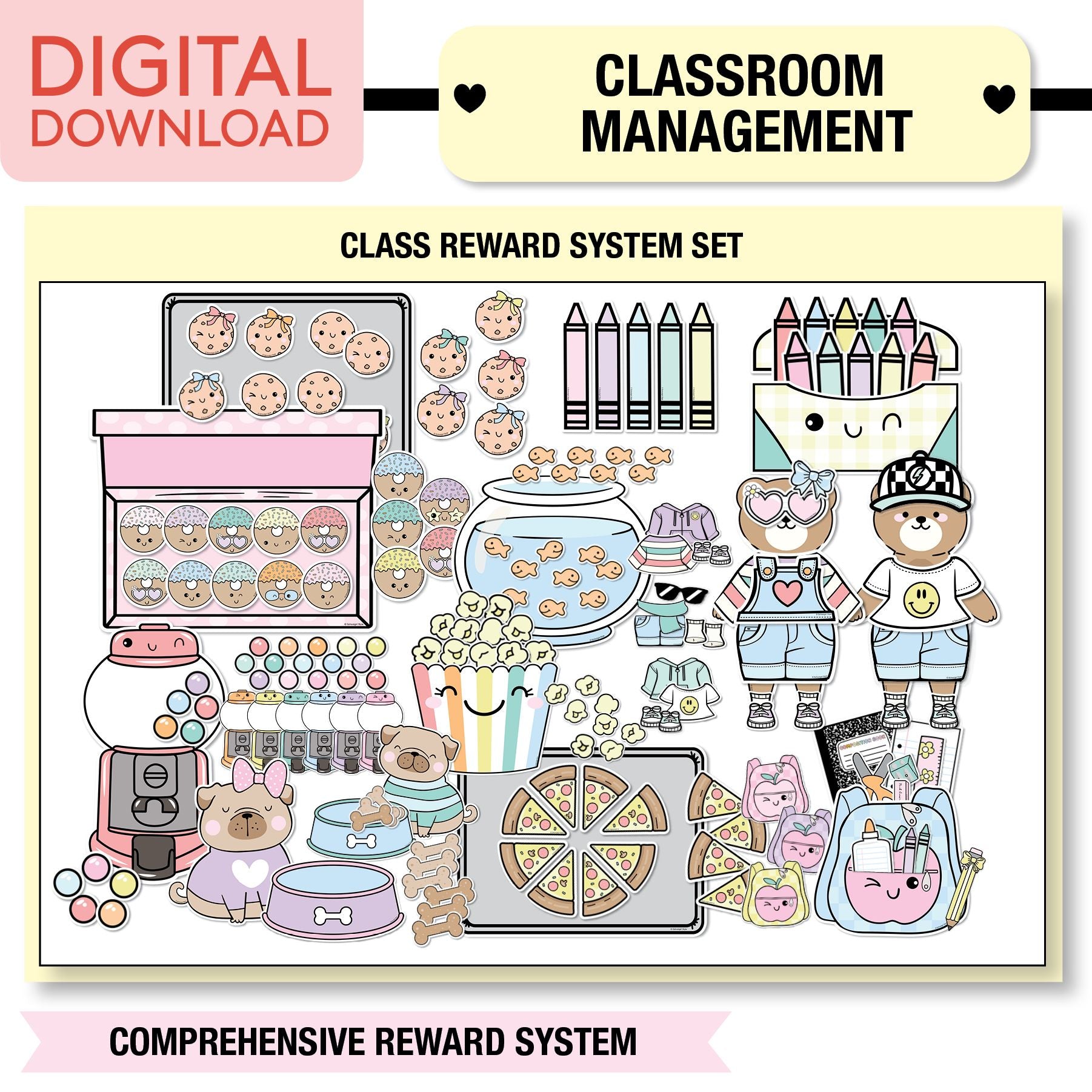 Pastel Full Printable Classroom Management Bundle