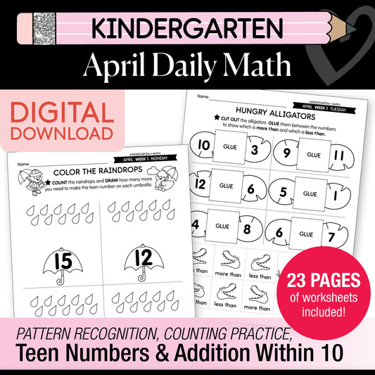 Printable Kindergarten April Daily Math