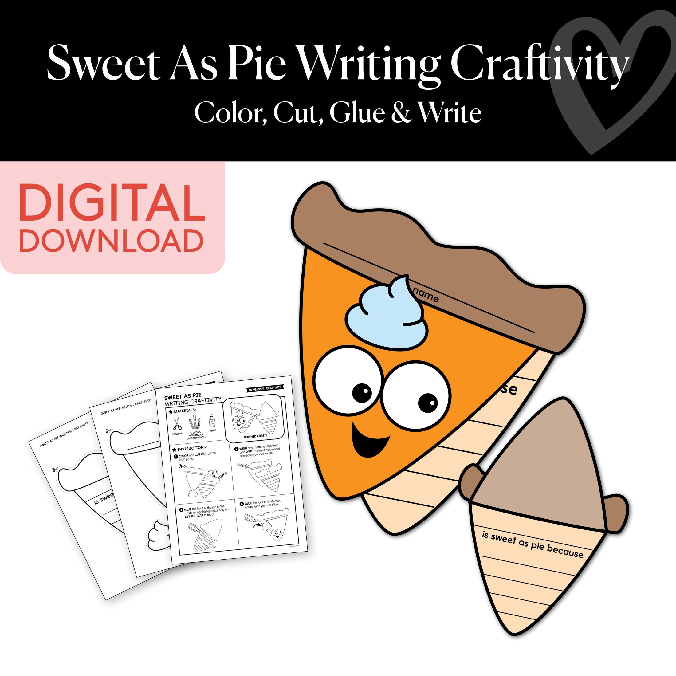 Printable Sweet As Pie Writing Craftivity