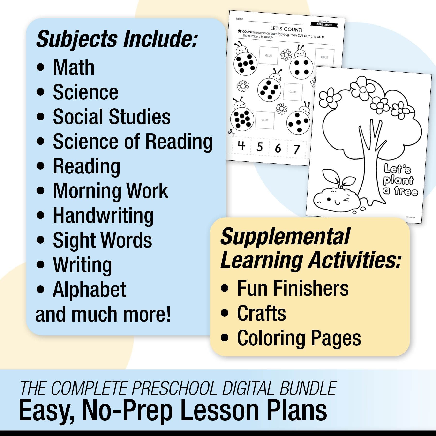 Printable Preschool April Thematic Unit Bundle