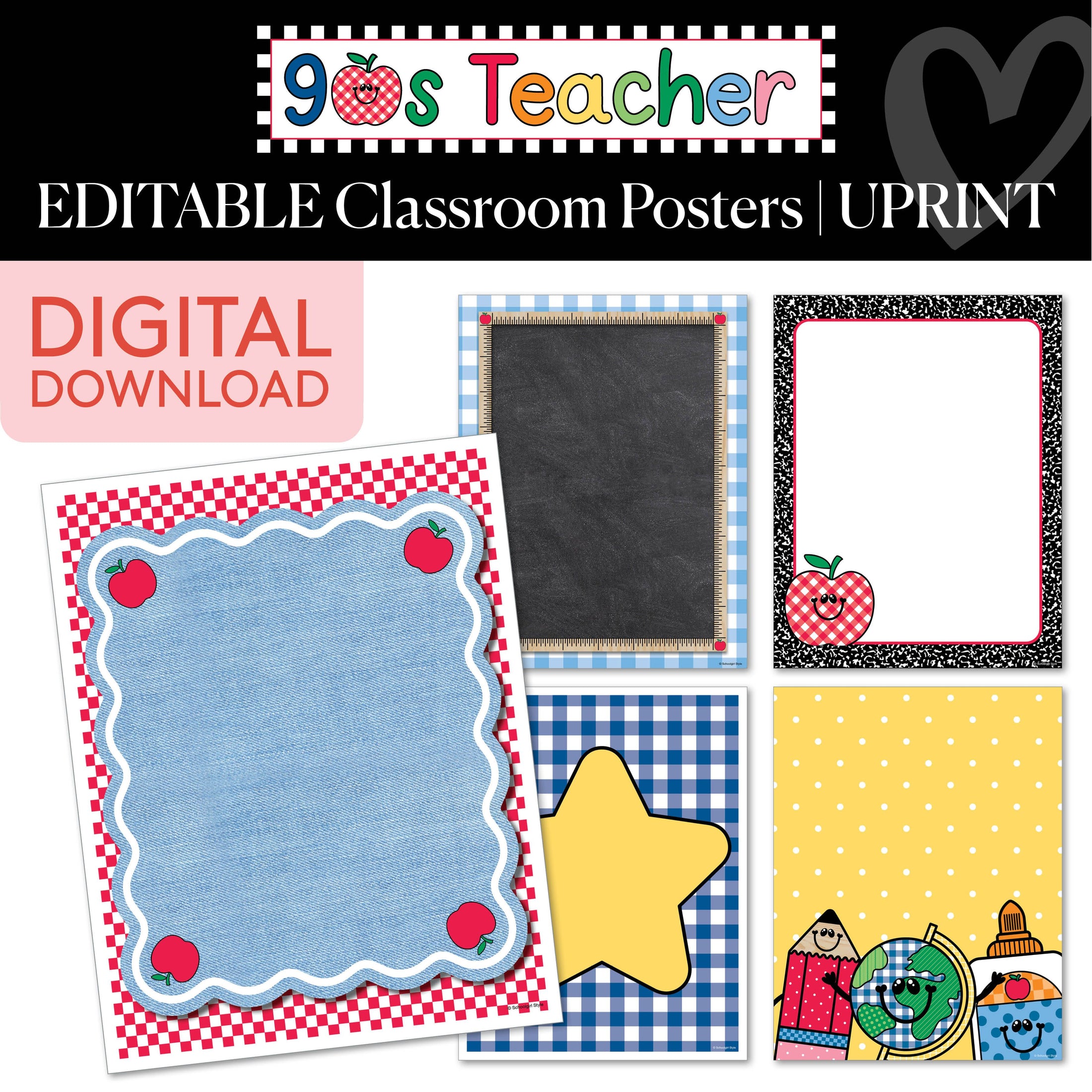Printable Retro Editable Classroom Posters | 90s Teacher