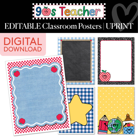 Printable Retro Editable Classroom Posters | 90s Teacher