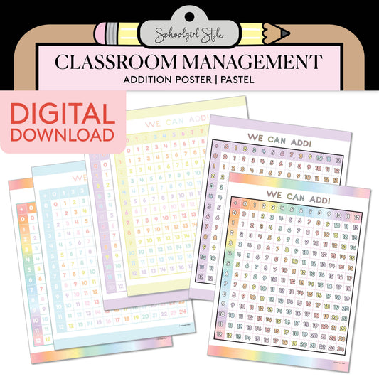 Printable Pastel Addition Poster