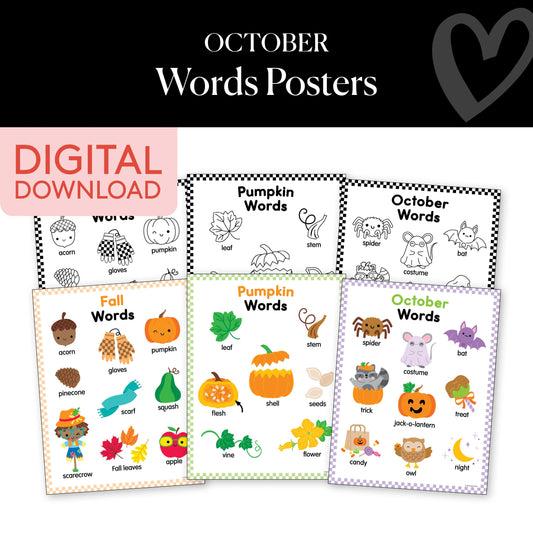 Printable October Words Posters
