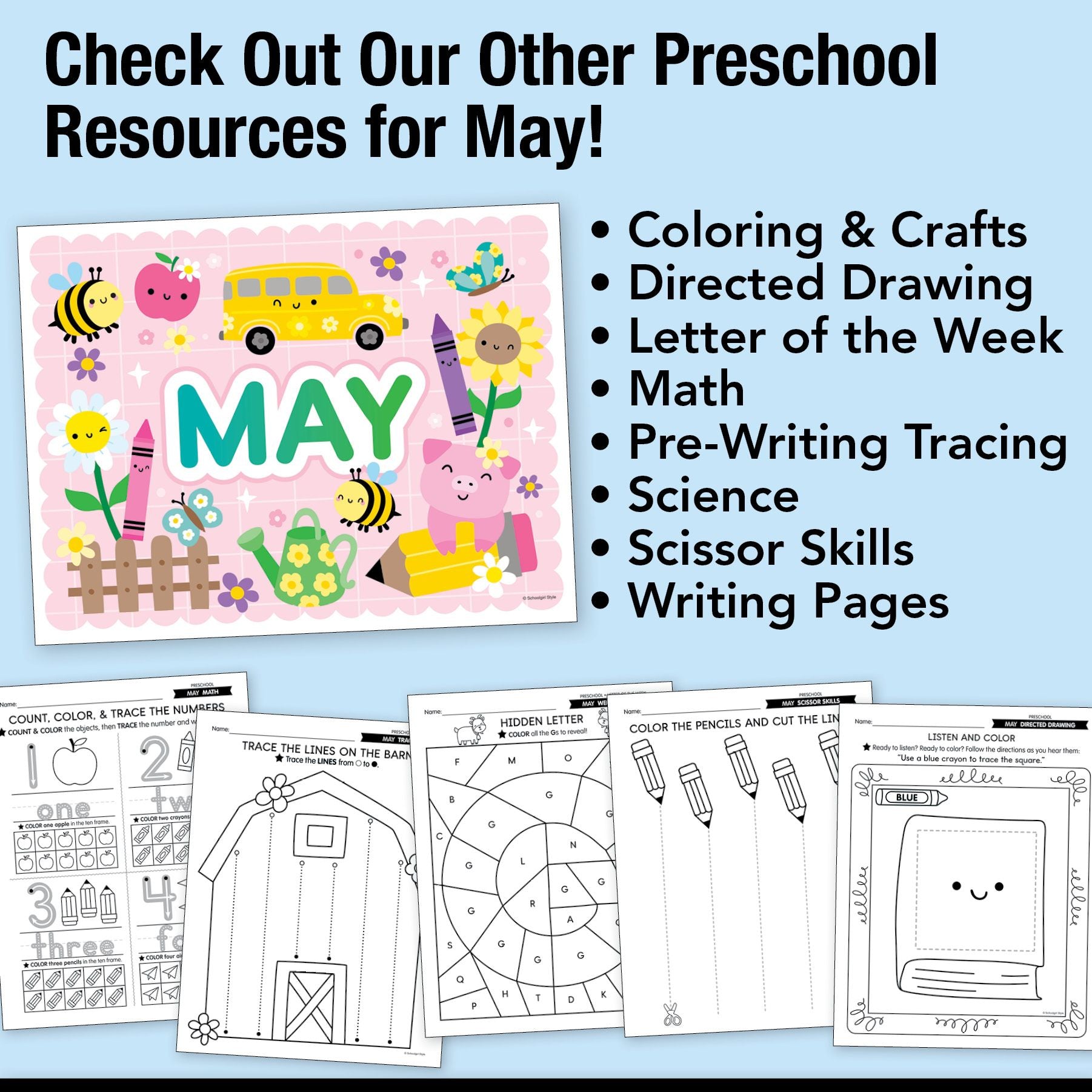 Printable Preschool May Alphabet Center Build a Letter Caterpillar