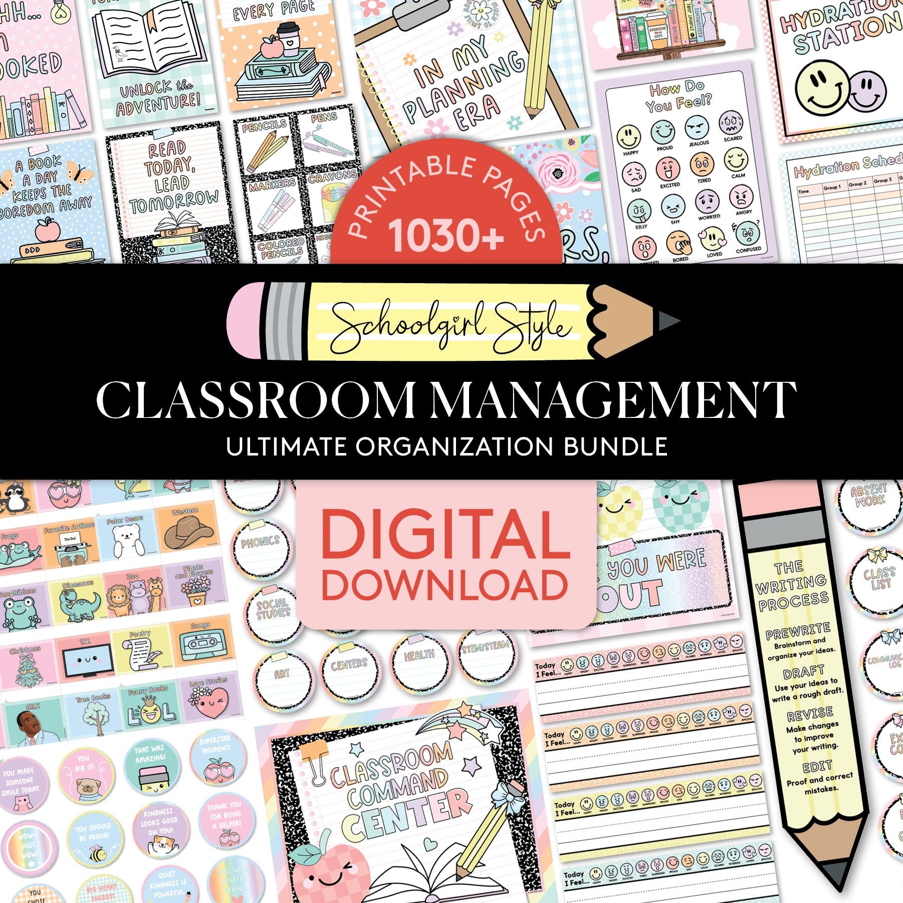 Pastel Full Printable Classroom Management Bundle