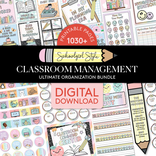 Pastel Full Printable Classroom Management Bundle
