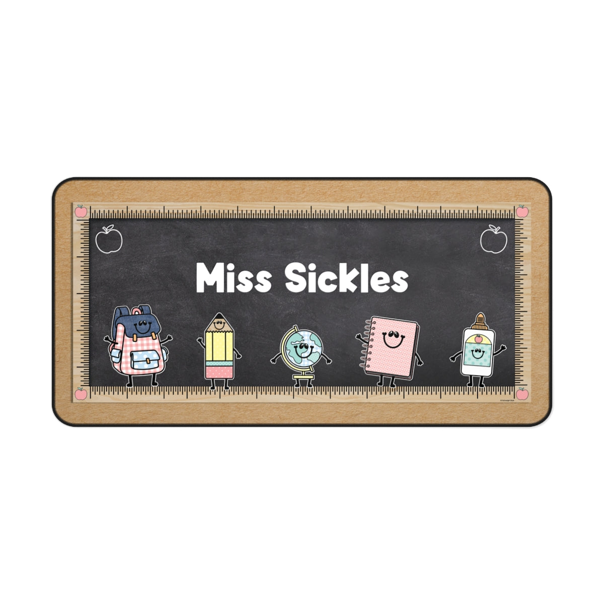 Chalkboard School Supply Friends Personalized Desk Mat | A Year In Pastel