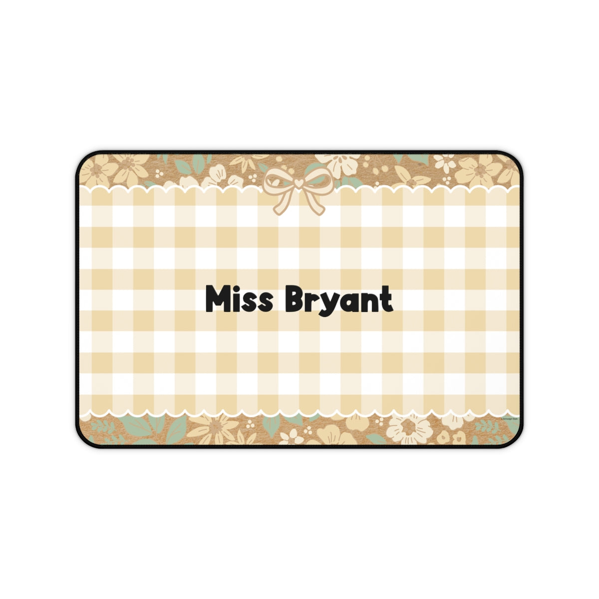 Yellow Gingham Floral Personalized Desk Mat | Miss Honey's Cottage Classroom