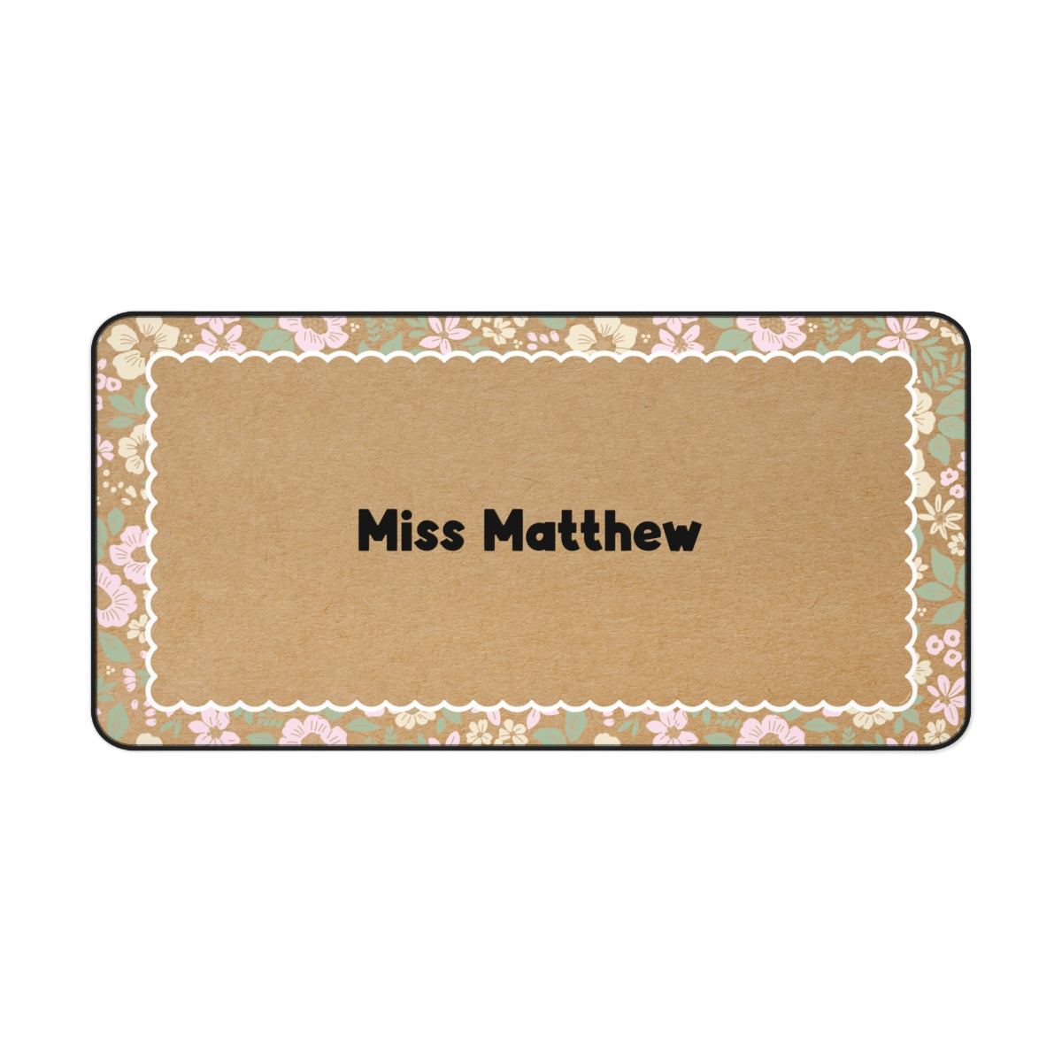 Kraft Paper Floral Personalized Desk Mat | Miss Honey's Cottage Classroom