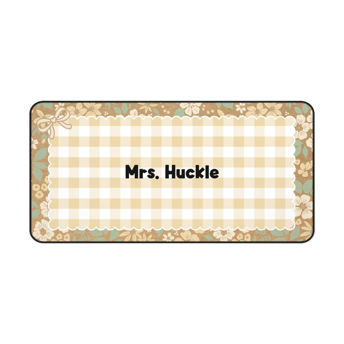 Yellow Gingham Floral Personalized Desk Mat | Miss Honey's Cottage Classroom
