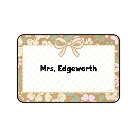 Quilted Floral Personalized Desk Mat | Miss Honey's Cottage Classroom